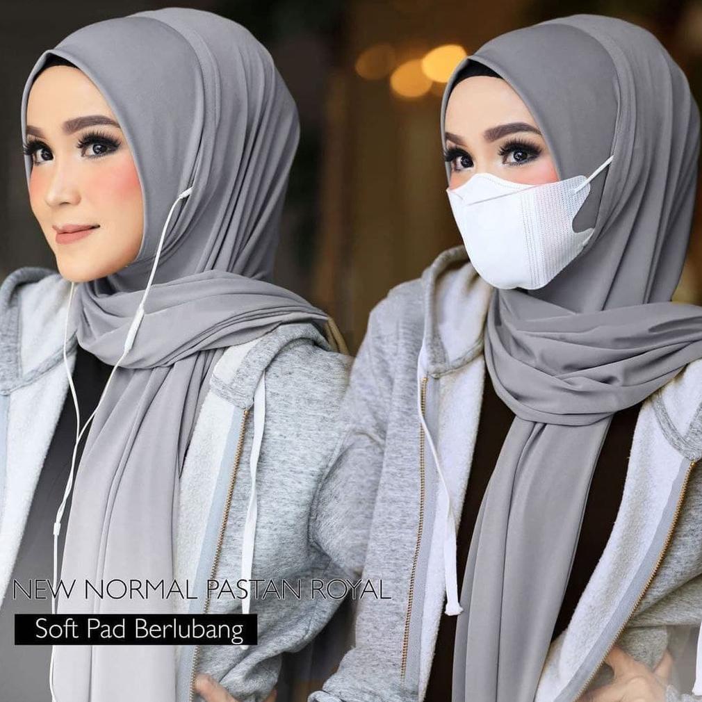 [KODE D2393] Pashmina Instan Royal New Normal Variasi Lubang Telinga / Jilbab Instan / Pasmina Maske