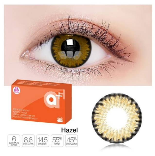 Softlens a+ BIG original/soflen warna bulanan x2 a+ big  BIG EYES kadar air tinggi normal s/d -6.00