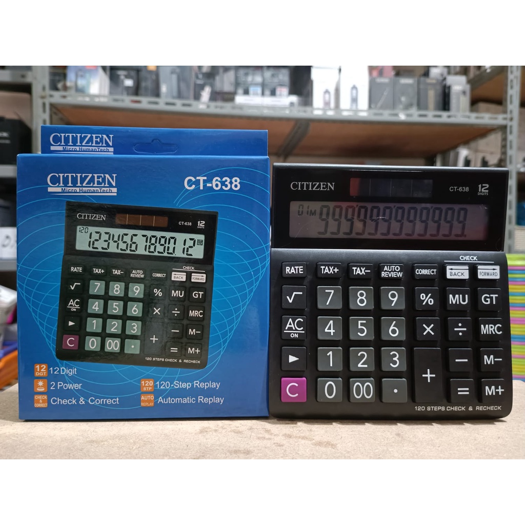 KALKULATOR CITIZEN CT 638 - 12 DIGIT - TAX CALCULATION - CHECK AND CORRECT