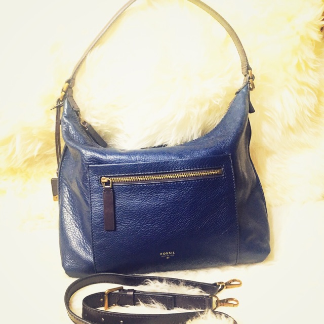 Original Fossil Vickery Hobo Navy Blue