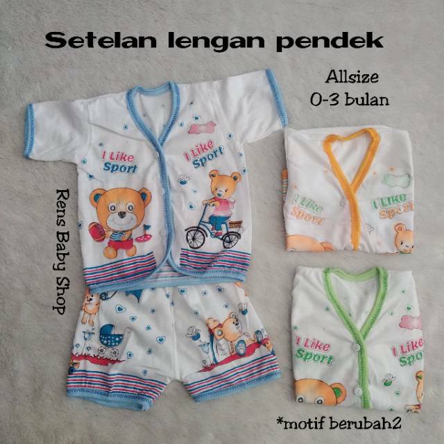 SETELAN NEWBORN PENDEK baju celana anak bayi baru lahir kancing