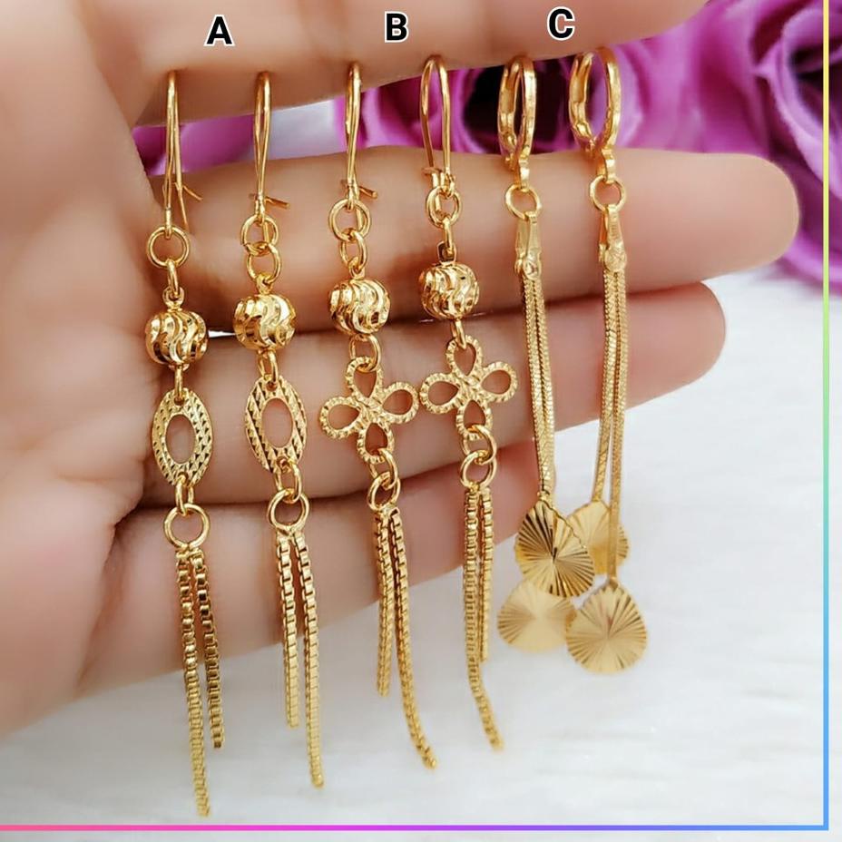 Terkini 7INNL Anting xuping anting dewasa jurai panjang AT 072 perhiasan lapis emas gold 82 Ready