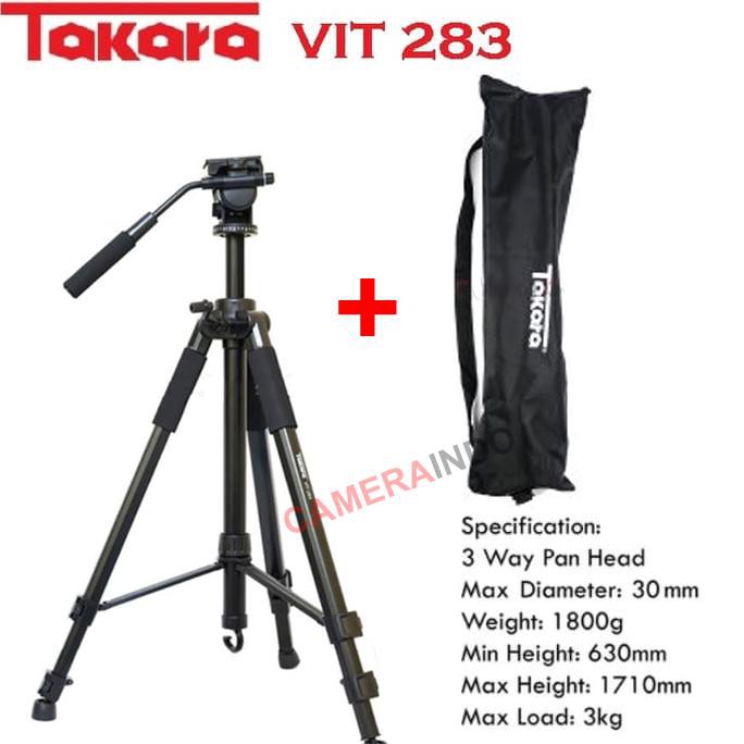Promo  Termurah  Tripod TAKARA VIT 283 Professional Photo Video Tripod DSLR Kamera