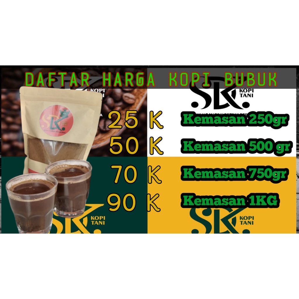 

Bubuk kopi asli Sidikalang_ SDK KOPI TANI ukuran 250 gram