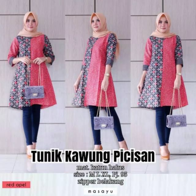 Tunik kerja murah halus wanita kekinian baju atasan cewek remaja kawung picisan cantik elegan trendy seragam dress batik murah kondangan kece cewe sekolah kuliah pesta kekinian kasual terbaru