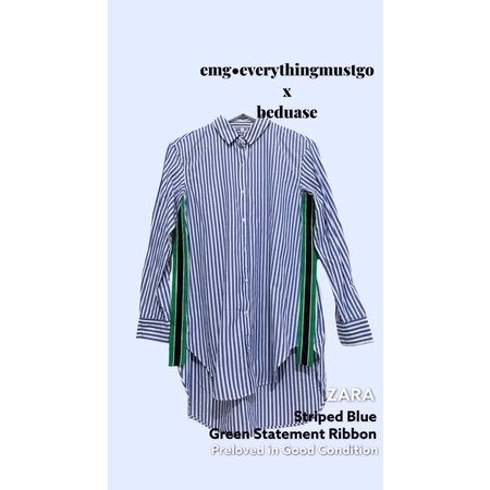 SOLD Kemeja Wanita Garis Biru Zara Preloved Second Original