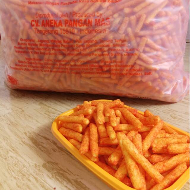 

MAKANAN RINGAN STIK JAGUNG BALADO CEMILAN STIK JAGUNG BALADO GURIH PEDAS