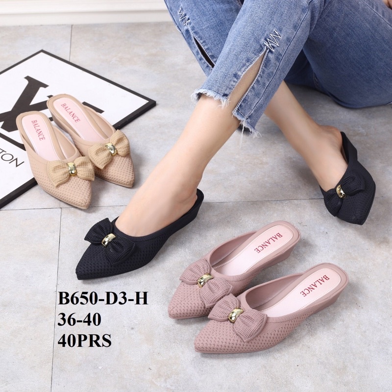 Sandal Wedges Balance B650 Sandal Selop Wedges Motif Pita Terbaru