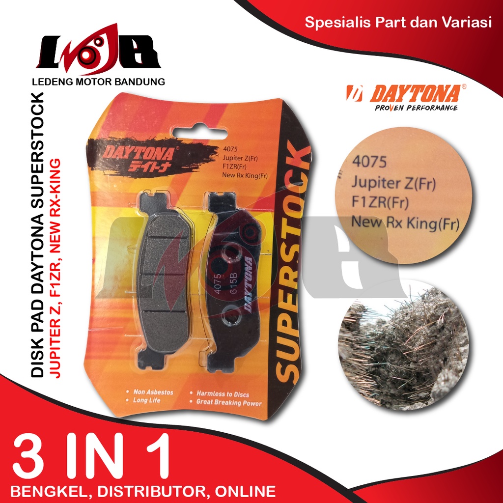 Daytona SuperStock Disc Pad F1ZR RX-King Jupiter Z Kampas Rem Cakram Non Asbestos Racing Brake Pad