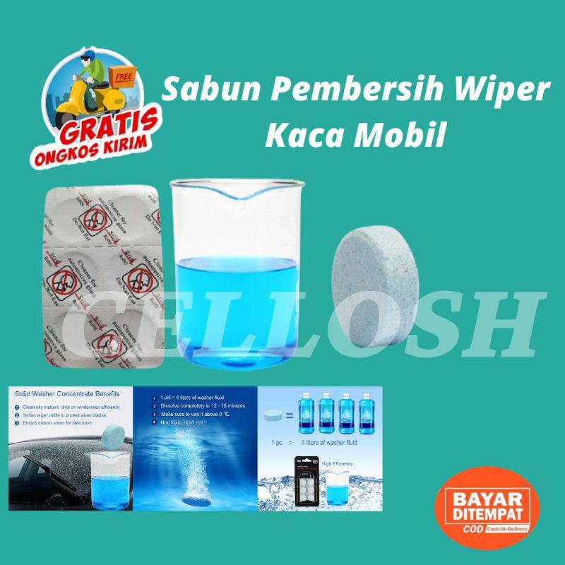 Pil Sabun Pembersih Wiper Kaca Mobil High Efficiency Auto Glass Cleaner isi 6 PCS - Xi1