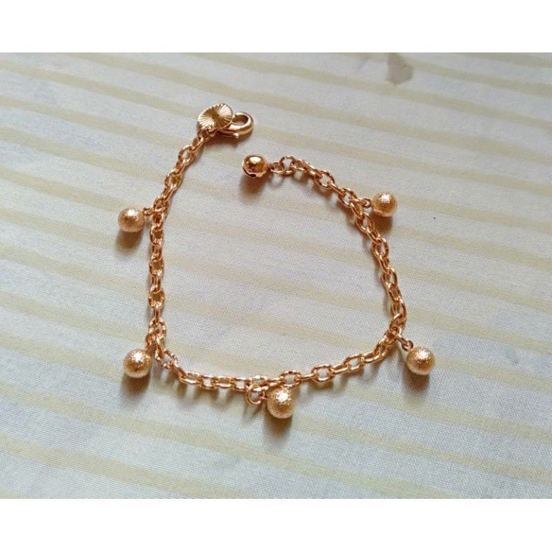 GELANG TANGAN BOLA PASIR ANTI KARAT LAPIS EMAS