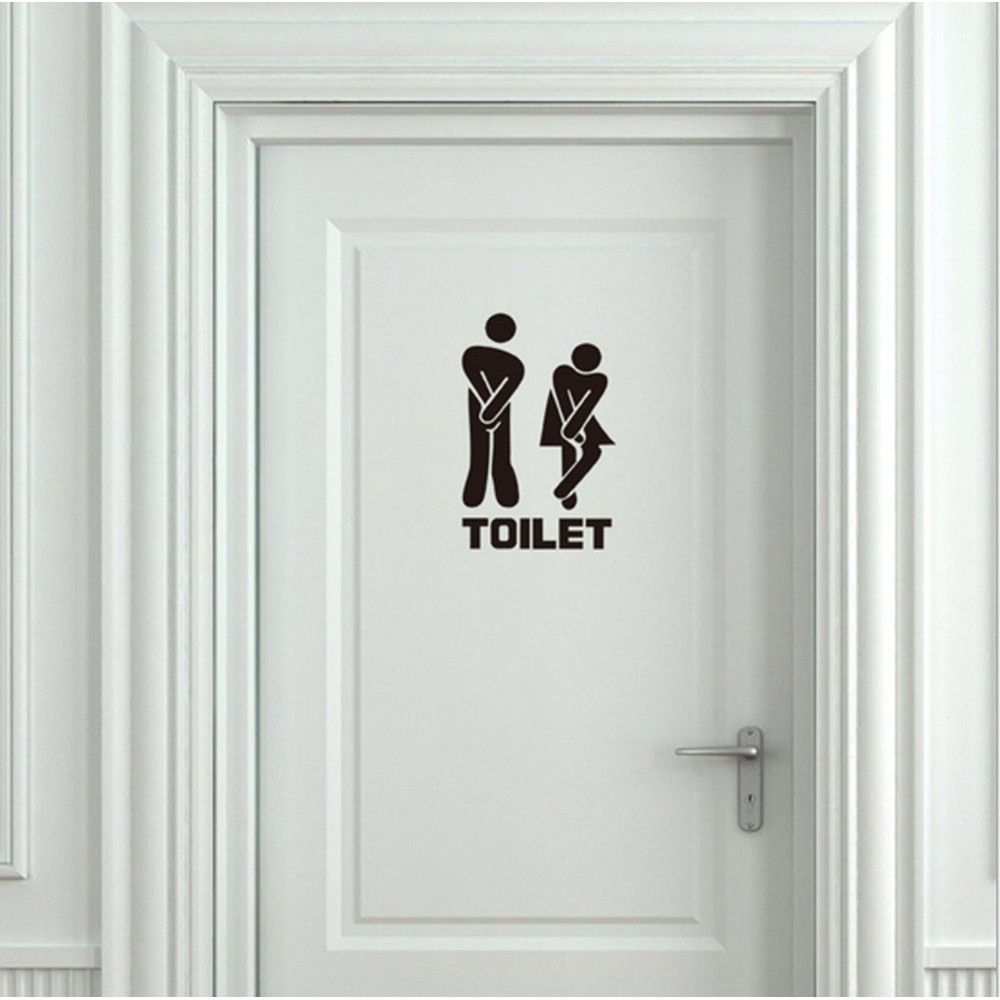 Stiker Dinding Dengan Bahan Vinyl Mudah Dilepas Dan Gambar Tanda Toilet Untuk Dekorasi Kamar Mandi