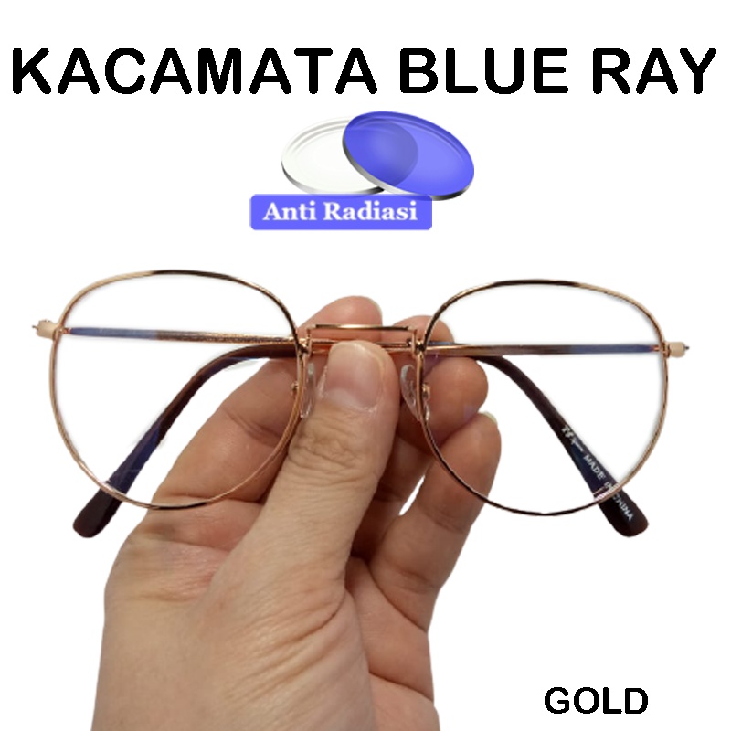 Kacamata Anti Radiasi Komputer HP Lensa Blue Light Blocking Fashion Wanita Pria Unisex Frame Oval Metal / Besi / Kacamata Anti Sinar Biru