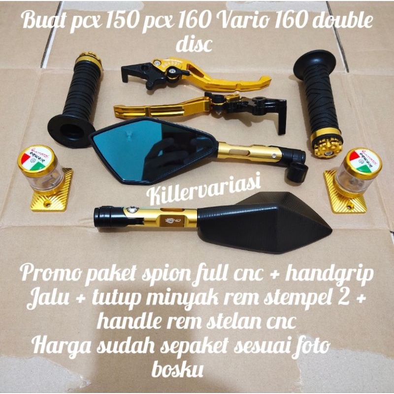 Promo paket handle rem pcx 150 pcx 160 Vario 160 promo handle rem + spion Tomok full cnc + tutup minyak rem stempel 2 + handgrip Jalu sesuai foto