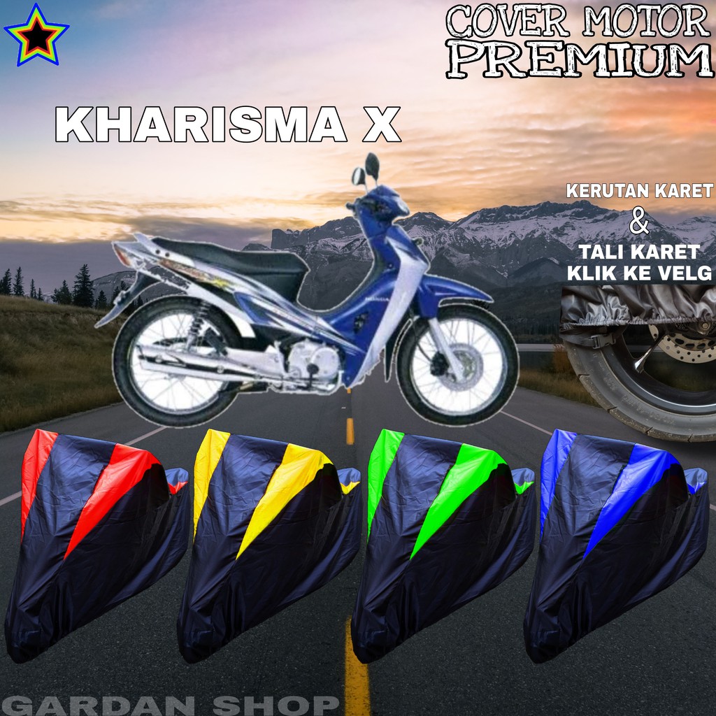 Sarung Motor KHARISMA X Hitam KOMBINASI Body Cover Penutup Kharisma PREMIUM