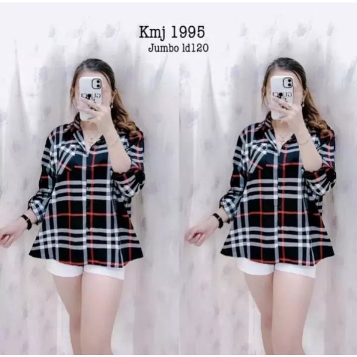 kemeja burberry jumbo ld 120 wanita lengan panjang kekinian