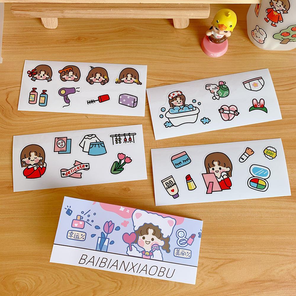 [littlecrab] Stiker 2d Tumblr Aesthetic Sticker PVC Korean Cute Girl Love Bear Stiker Lucu Dekorasi Gelas Diary DIY Ins Stationary Kit