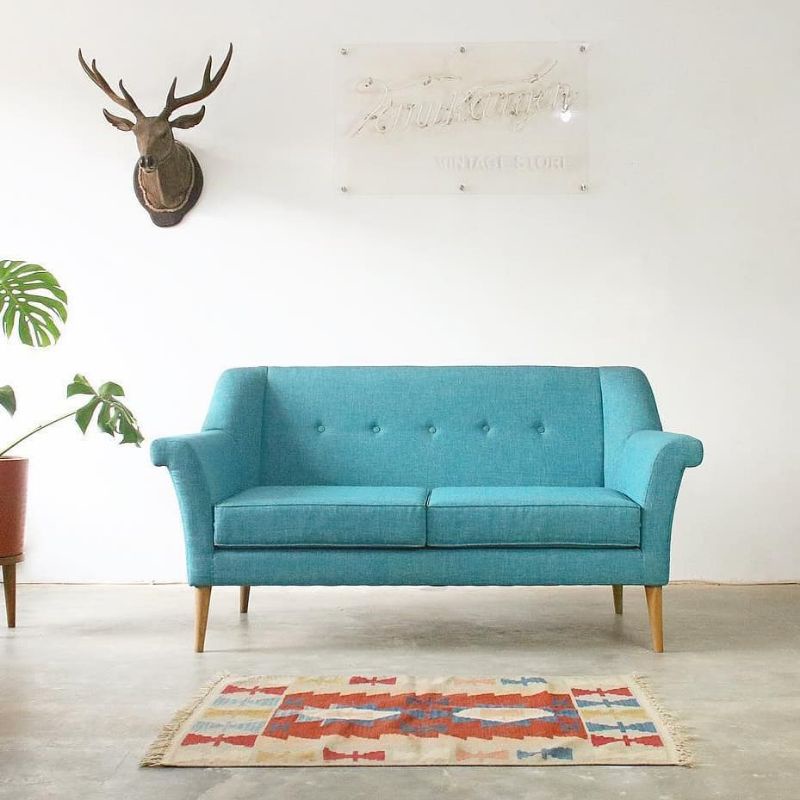 kursi tamu sofa minimalis - kursi tamu 2 seater - kursi retro