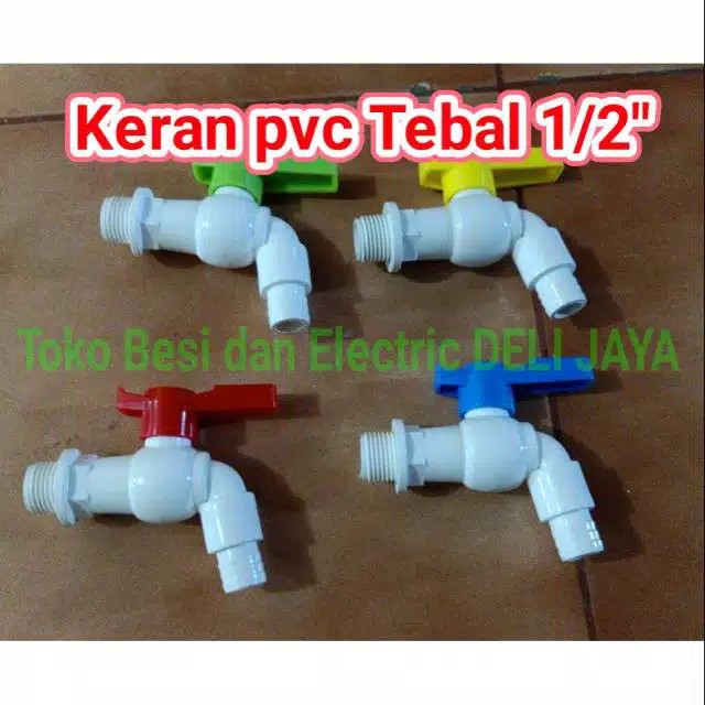 Keran Kran Air Pvc Lubang Besar Setengah Inci Warna
