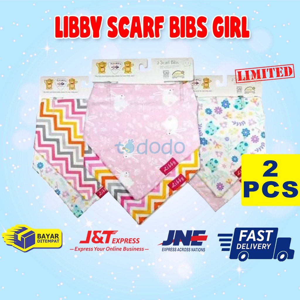 Celemek Bayi Slabber Bib Segitiga Libby Scarf Girls isi 2pcs