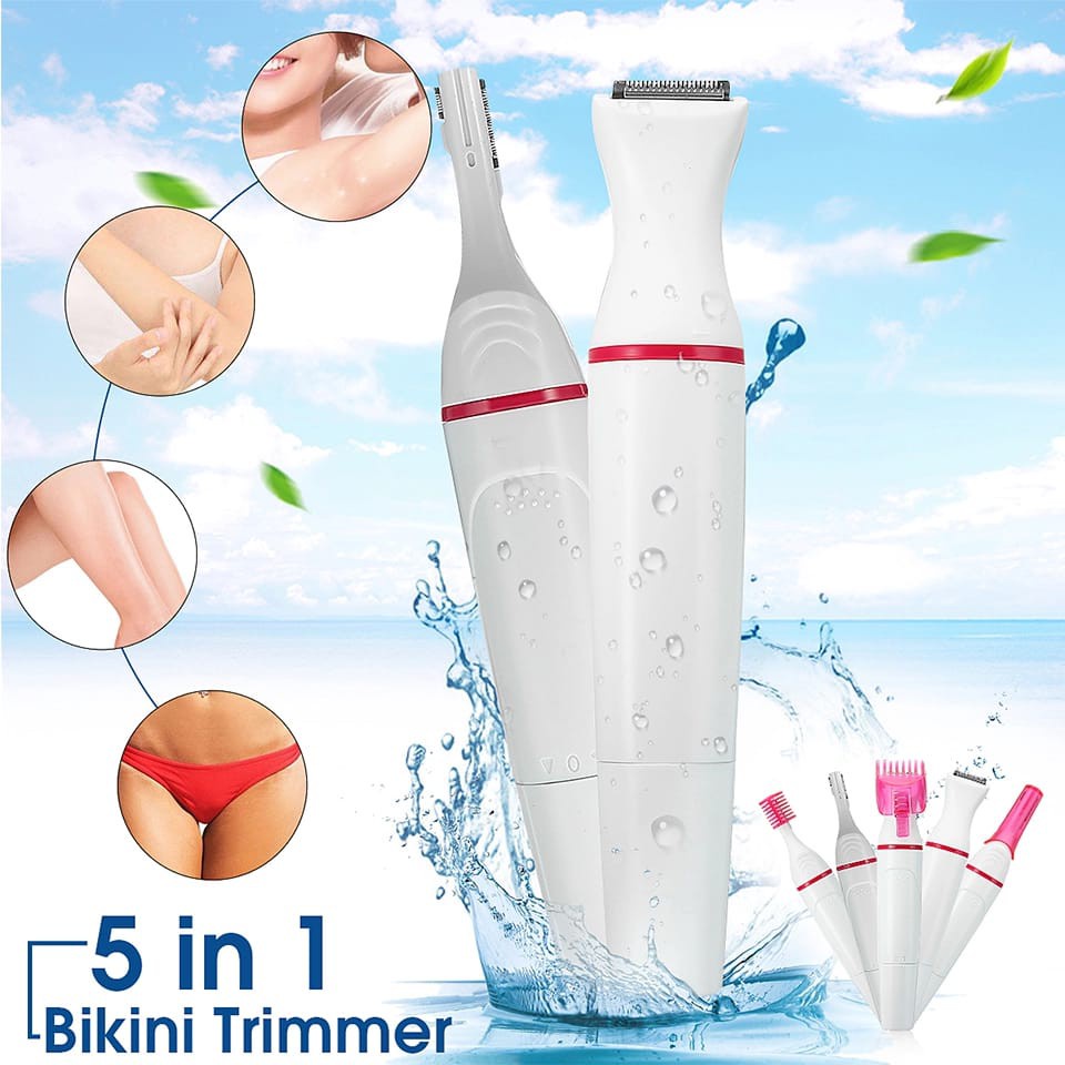 MPro 5in-1 Trimmer Shaver Alat Cukur Potong Bulu Tubuh Kaki Tangan Ketiak Alis Elektrik Alat Pencukur Cukuran Bulu Kemaluan Kumis Ketiak Rambut Trimmer Shaver Elektrik