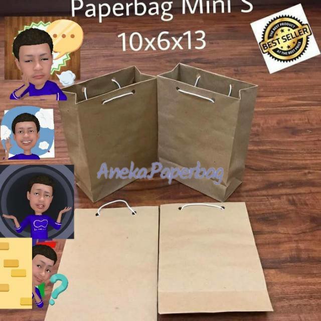 

MINIMAL 12PCS Paperbag coklat polos ukuran 10x6x13 paperbag mini coklat polos Best Seller