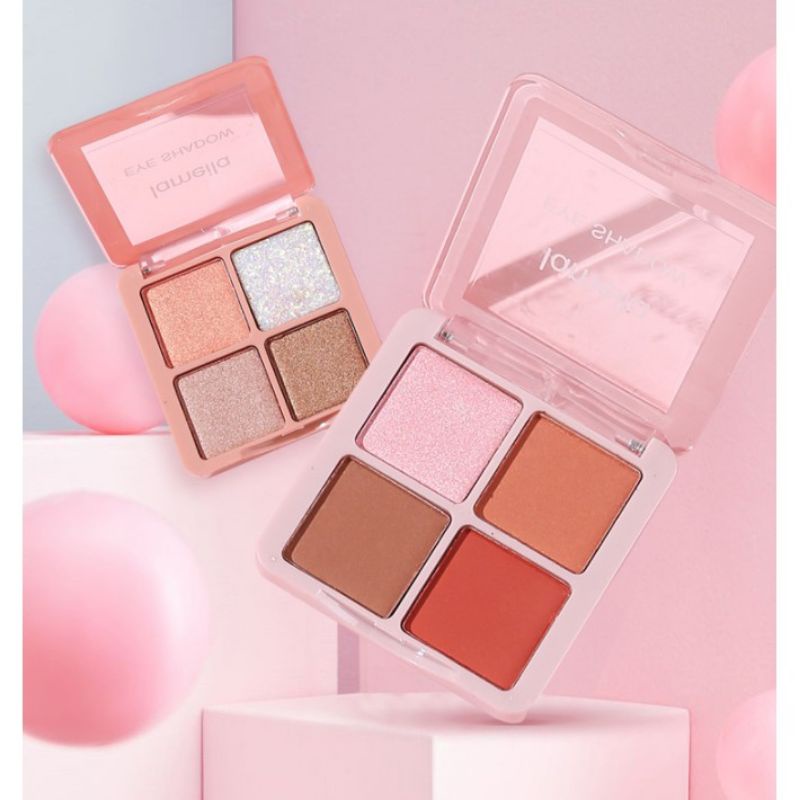 LAMEILA Eyeshadow Sweet Heart Travel 4 Warna Kombinasi Glitter Tahan Lama Original