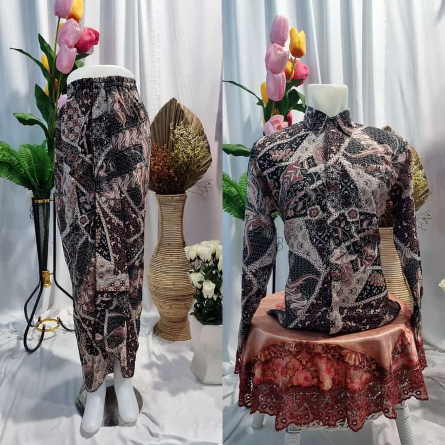 Couple rok Rempel &amp; kemeja panjang / couple batik kondangan / cople batik wisuda/couple batik modern