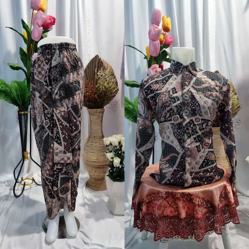 Couple rok Rempel &amp; kemeja panjang / couple batik kondangan / cople batik wisuda/couple batik modern