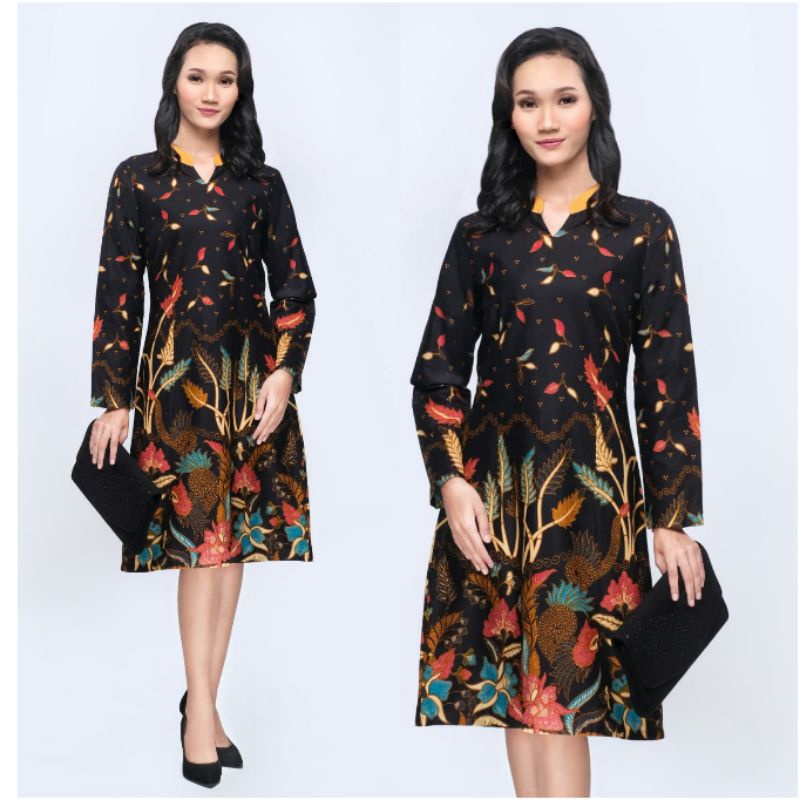 Dress Batik Modern Jumbo Big Size M L XL XXL 4L 5L Atasan Wanita Tunik Batik Lengan Panjang JHN-G