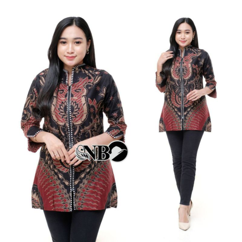 tey-17 Batik wanita ASJ SA HRB026 Kenongo Kemeja Tosca Pendek