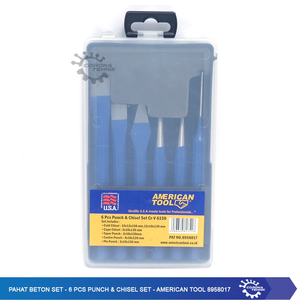 Pahat Beton Set - 6 Pcs Punch &amp; Chisel Set - American Tool 8958017