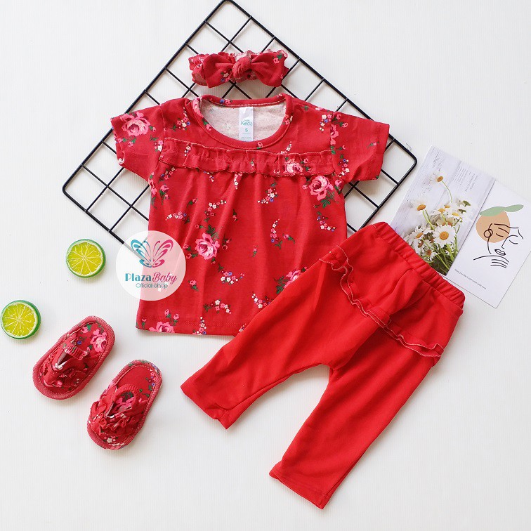 Plazababyku MX TRUE SET SANDAL setelan bayi motif bunga yang lucu free headband + sandal PART3