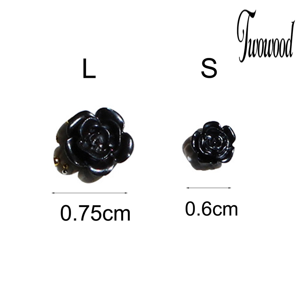 Twowood 50Pcs / Kantong Ornamen Bunga Camellia Hitam Untuk Dekorasi Nail Art