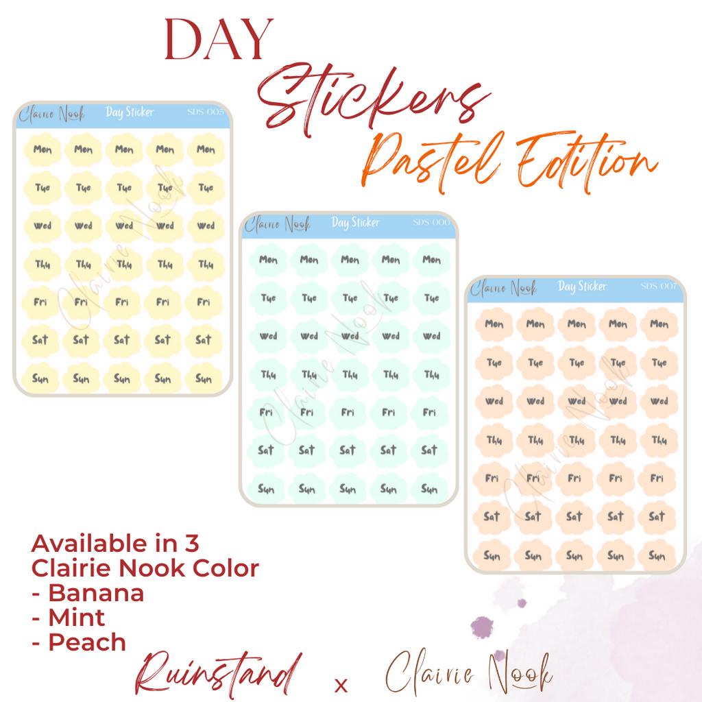 

Day Sticker Label Warna Pastel - Dekorasi Bullet Journal Clairie Nook