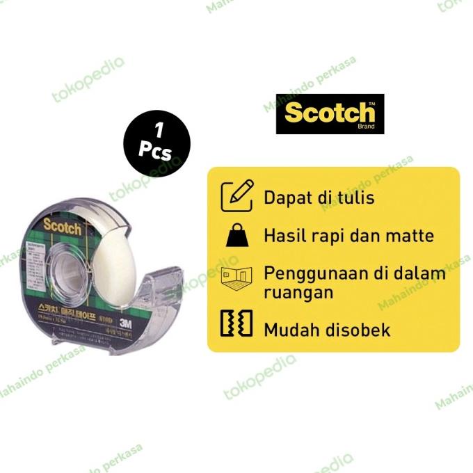 

(BISA COD) 3M Scotch Magic Tape 810 D Perekat Dengan Dispenser 19mm x 36 yard TERLENGKAP Kode 871