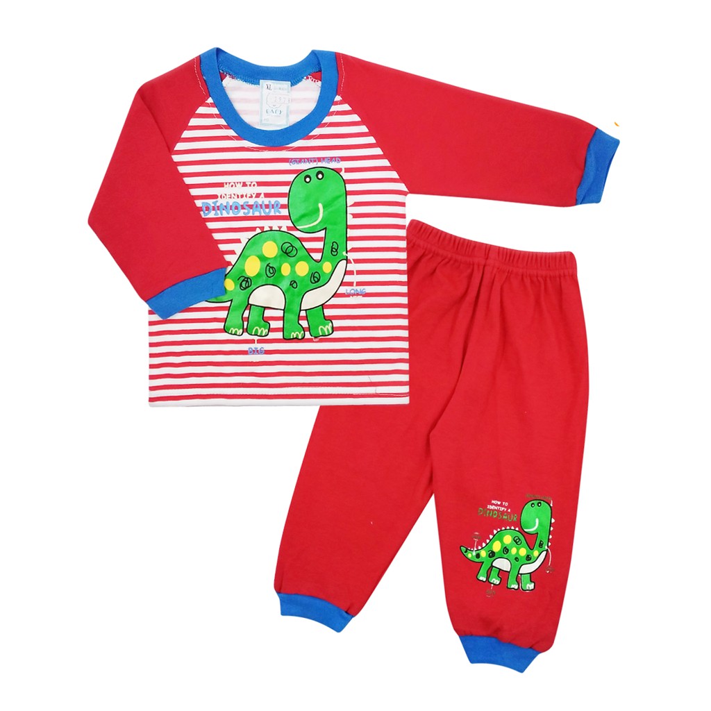 Wakakids Piyama Bayi Anak Laki Laki Setelan Baju Tangan Panjang Motif Dino Usia 6 - 12 Bulan 2425