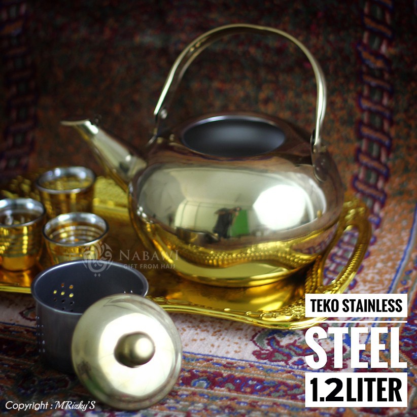 Jual Teko Arab Air Zam Zam Stainless Gold 12 Liter Oleh Oleh Haji Umroh Indonesiashopee Indonesia 1801