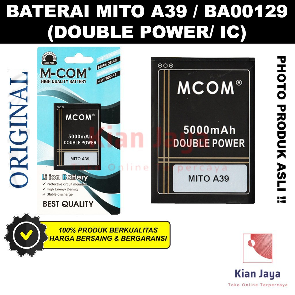 MCOM Baterai Hp Mito A39 BA-00129 Original Double Power Batre Batrai Battery BA00129