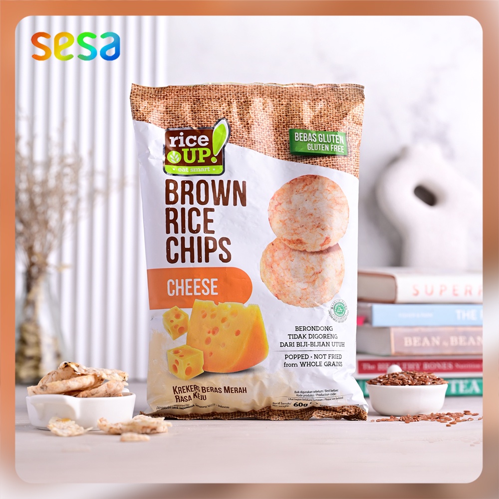 Jual Rice Up ! Wholegrain Brown Rice Chips Cheese 60 g (Snack Sehat