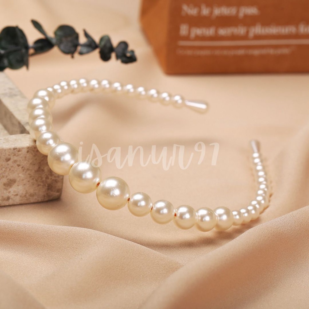 ISANUR97 | Korean Fashion Pearl Headband Ins Princess Hairband Bando Gaya Korea Elegant Women Hair Accessoires Gift Bandana Pearl Bando Mutiara