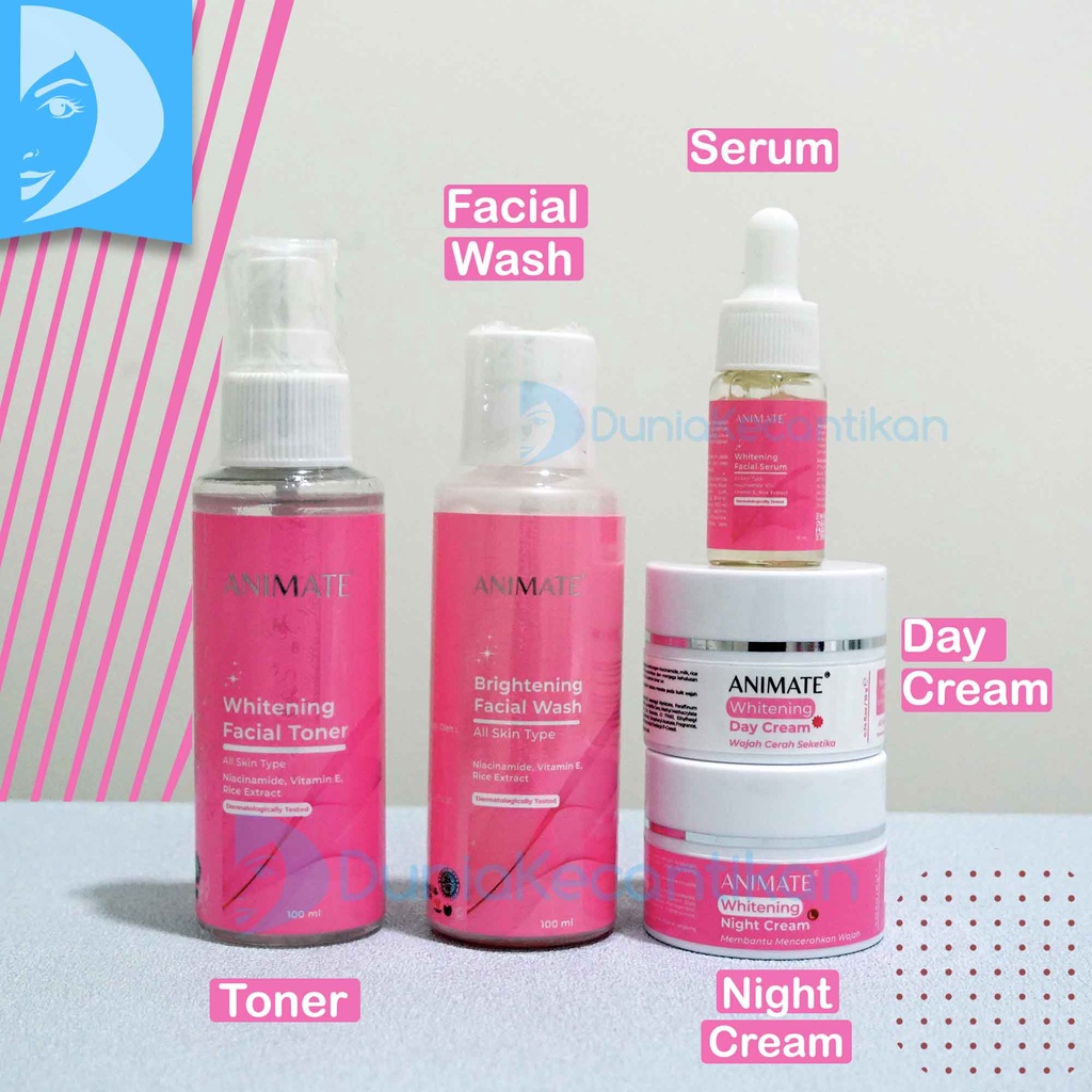 Animate Instant Whitening Series 5in1 Paket Perawatan Wajah Pemutih Wajah Animate / Paket Animate