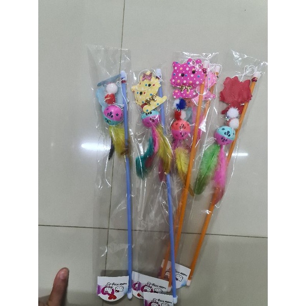 Mainan Kucing  Tongkat Stick dengan Bola / boneka