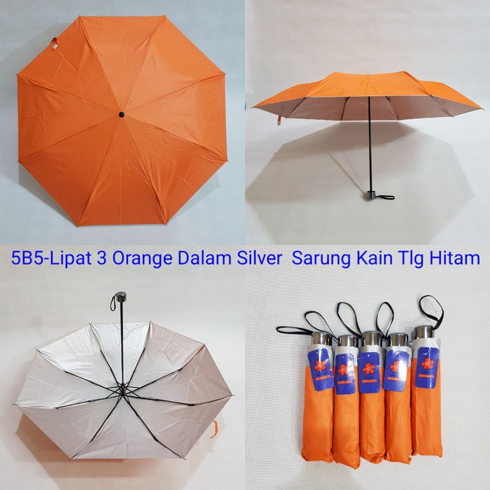 PAYUNG LIPAT 3 WARNA POLOS ADA LAPISAN UV | SAKURA 5B + SARUNG