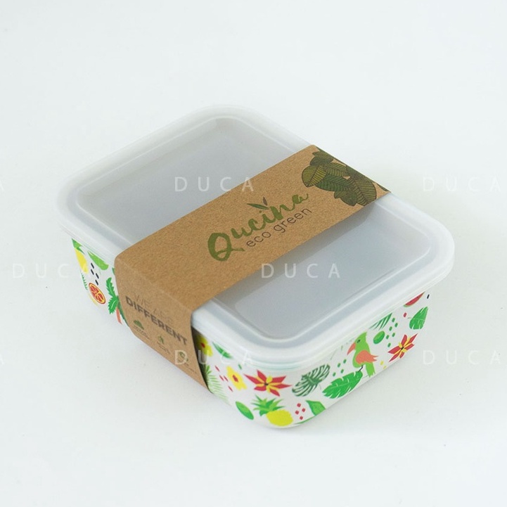Kotak Makan Tempat Bekal Karet Qucina™️ Kedap Udara GO Green Rectangular Storage Container 900 ML