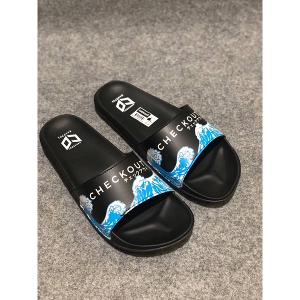 SANDAL SLIDE CHECKOUT WAVE MOTIF OMBAK PRIA WANITA