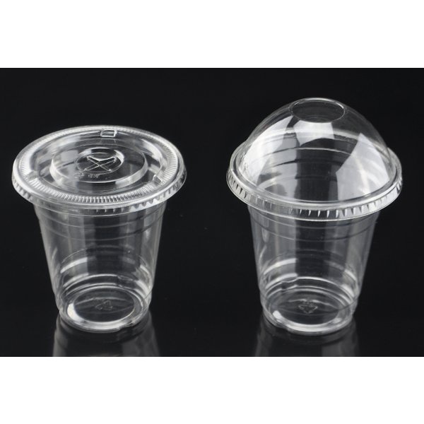 Tutup gelas plastik cembung bening polos dan kembang  pop es buble u cup 10-22oz