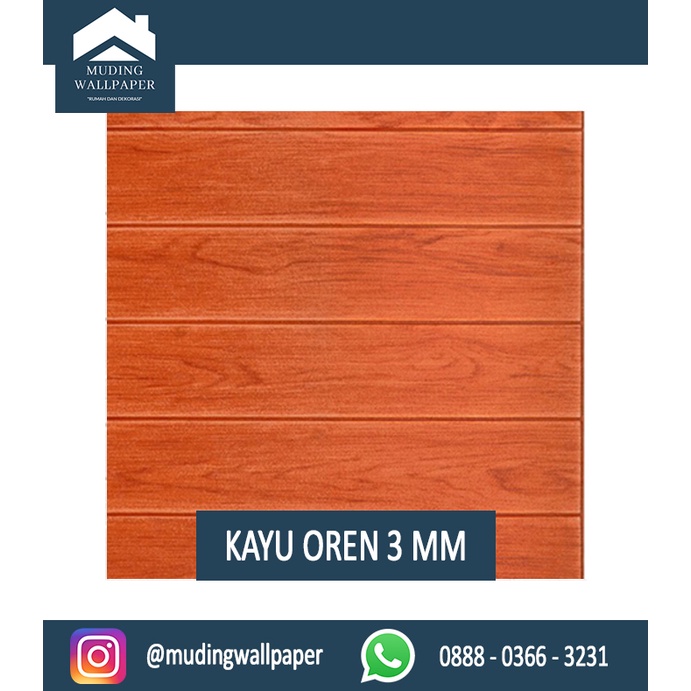 Wallpaper Bata Putih 3D Foam 77 x 70 cm-Kayu Orange 3.5 MM