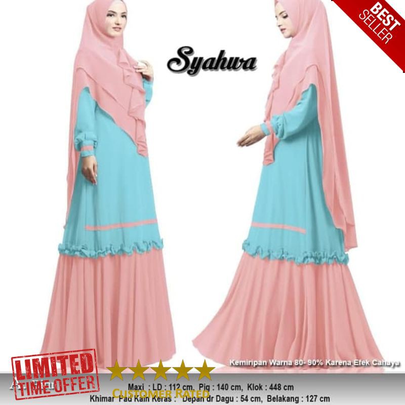 NEW gamis syari syahwa biru baju muslim cerutty premium
