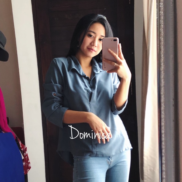 Savira Blouse Basic Oversize Blouse Solid Color Rayon by Dominica